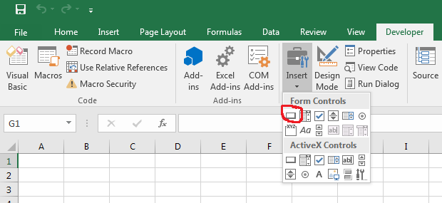 Excel Form Controls
